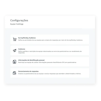 Escolha as configurações para sua equipe