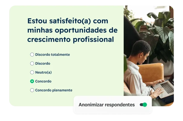 Pergunta de questionário que indaga sobre a satisfação com as oportunidades de crescimento profissional