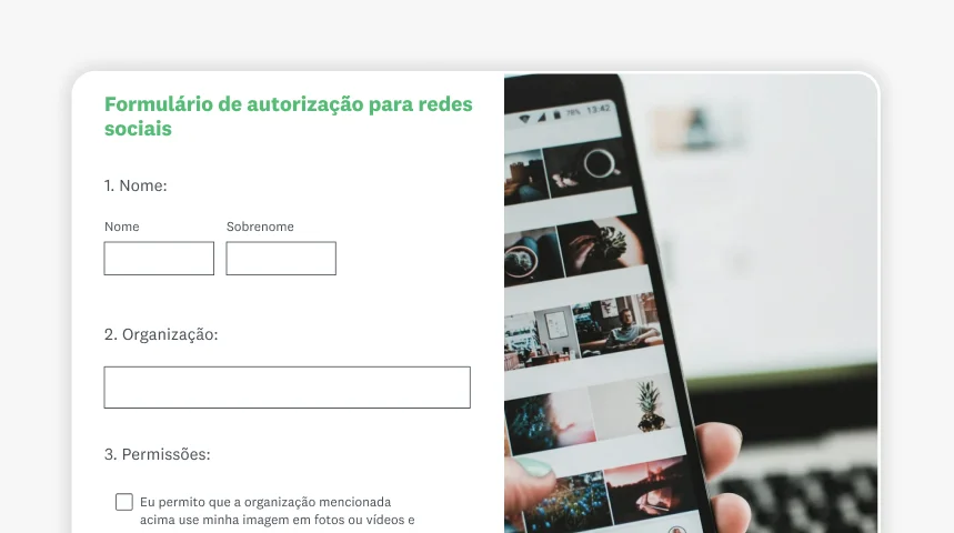 Imagem de formulário de autorização para redes sociais da SurveyMonkey.