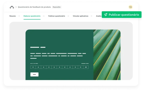 Fluxo de navegação para criação de uma pesquisa.