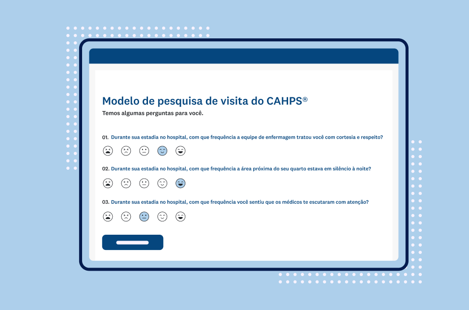 Imagem do modelo de pesquisa de avaliação de visita do CAHPS da SurveyMonkey