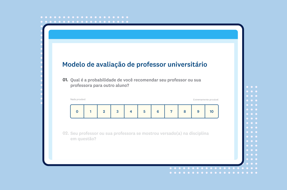 Imagem de modelo da SurveyMonkey de pesquisa de avaliação de instrutor de universidade