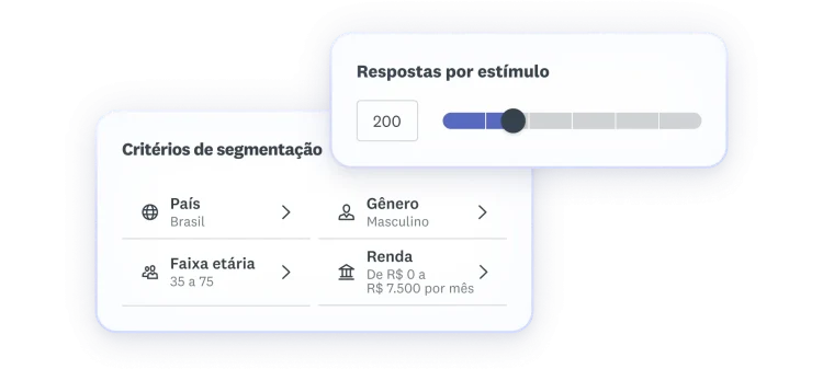 Seleções de critérios de avaliação, como país, idade e gênero