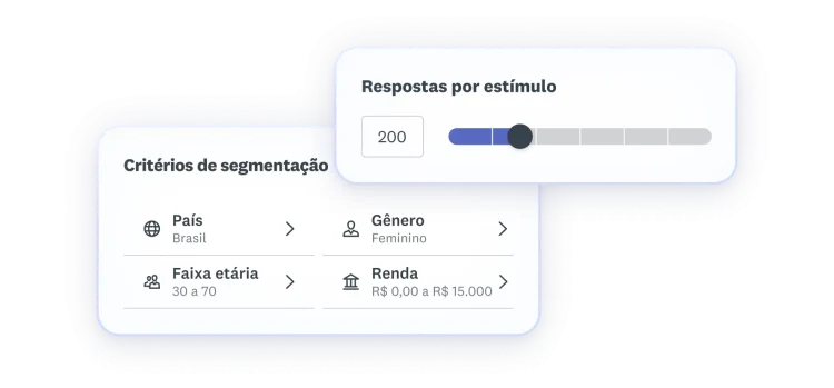 Imagem de seleções de critérios de avaliação com país, faixa etária, gênero e renda.