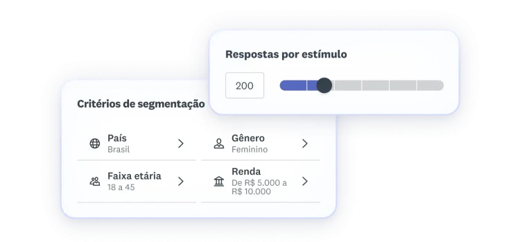 Seleções de critérios de segmentação com idade, renda e mais.