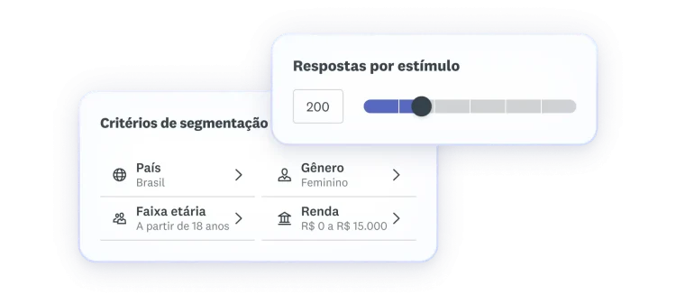 Seleções de critérios de segmentação com idade, renda e mais.