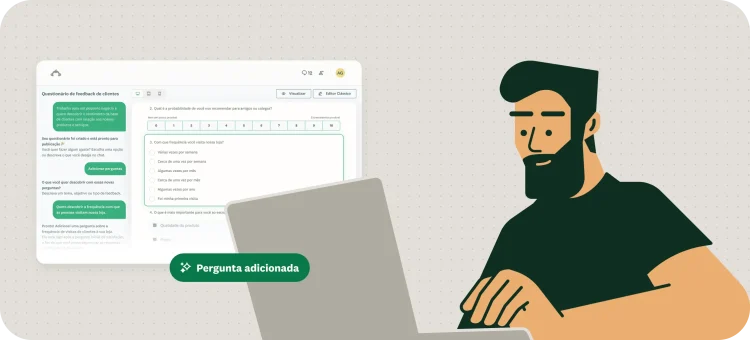 Interface de chat de IA conversacional da SurveyMonkey