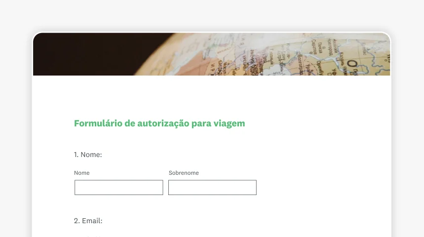 Imagem de formulário de autorização para viagem da SurveyMonkey.