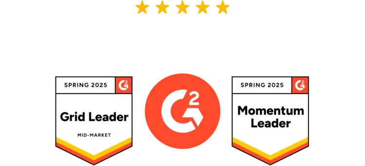 Значки награды G2 за весну 2025 года в двух категориях.