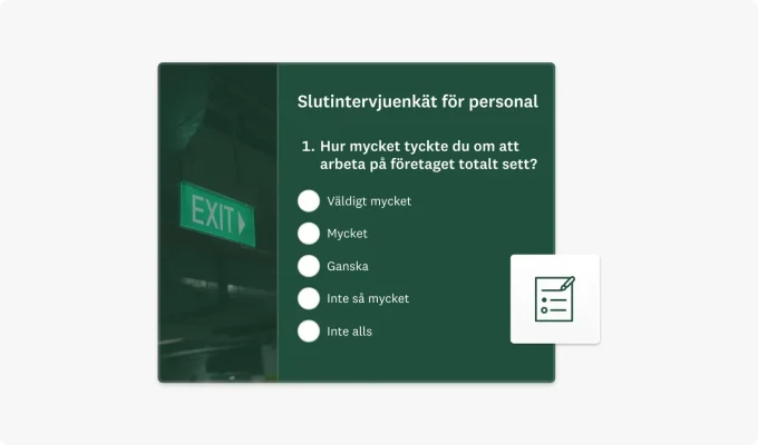 Skärmbild av mall för enkäter om avskedsintervju