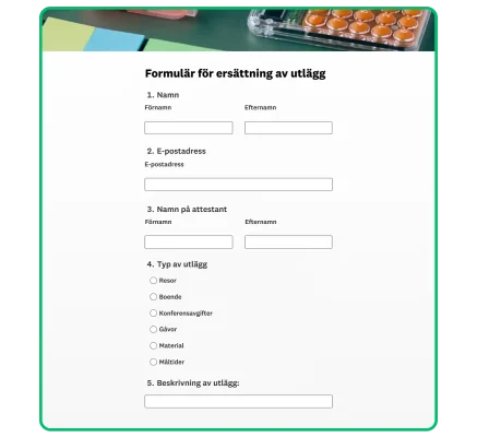 exempel på ersättningsformulär