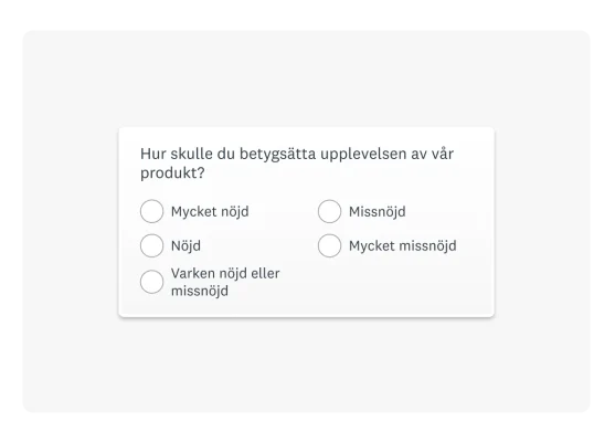 Produktskärmbild av en kundnöjdhetsenkät