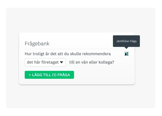 Produktskärmbild av en enkätfråga från vår frågebank