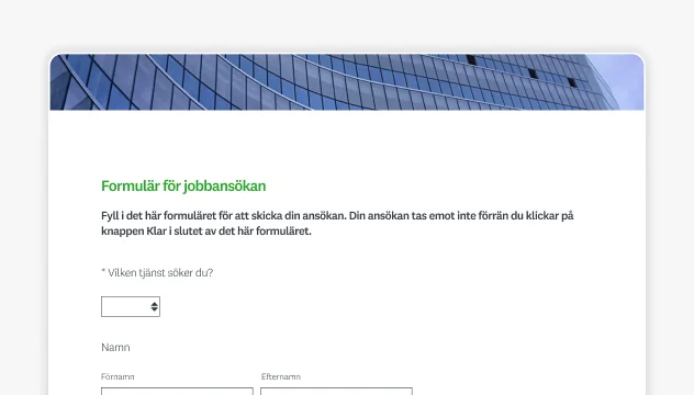 Skärmbild av SurveyMonkeys formulärmall för jobbansökan