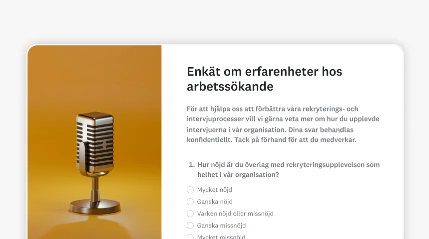 Skärmbild av SurveyMonkeys mall för enkäter om erfarenheter hos arbetssökande