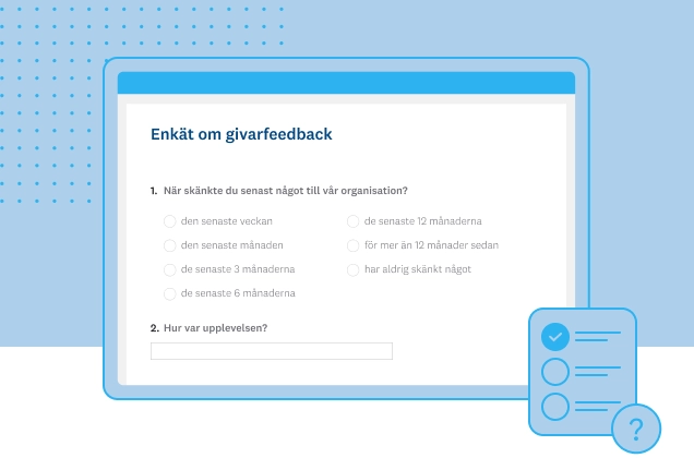 Skärmbild av SurveyMonkeys mall för enkäter om givarfeedback