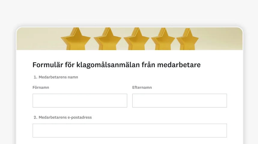 Skärmbild av SurveyMonkeys formulärmall för klagomålsanmälan från medarbetare