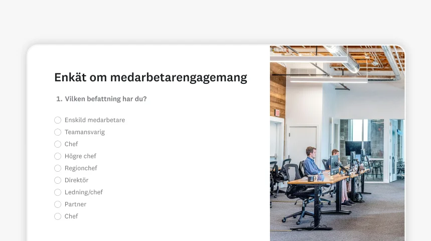 Skärmbild av en SurveyMonkey-enkätmall om medarbetarengagemang