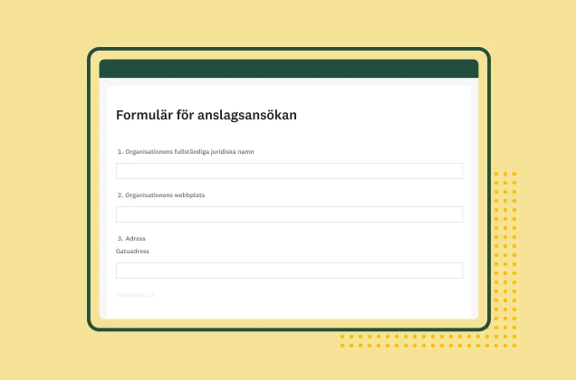 Skärmbild av SurveyMonkeys formulärmall för anslagsansökan