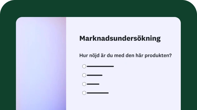 Skärmbild av mall för marknadsundersökningsenkät