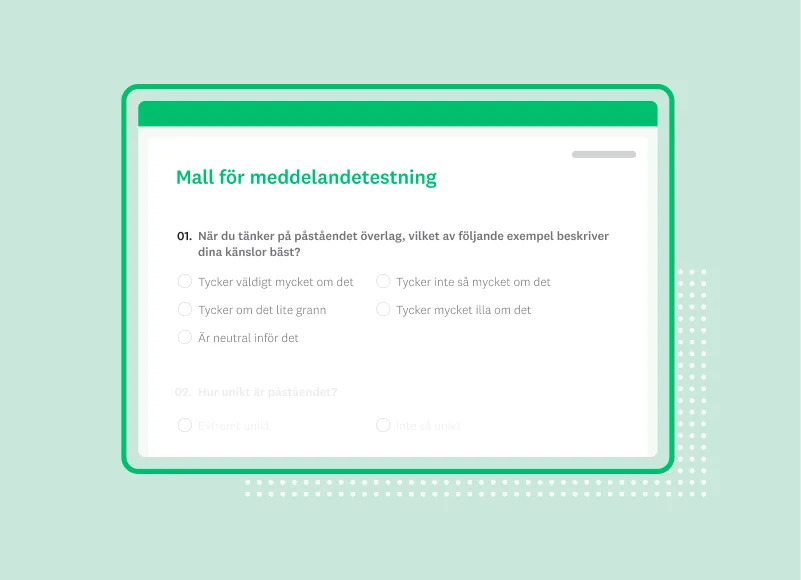 Skärmbild av SurveyMonkeys mall för enkäter om meddelandetestning