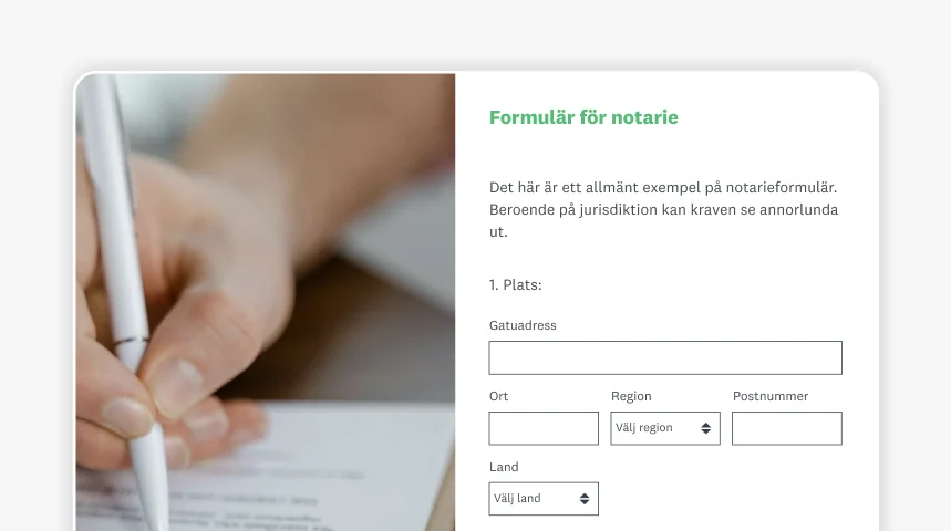 Skärmbild av SurveyMonkeys notarieformulär