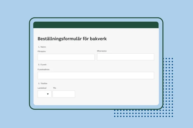Skärmbild av SurveyMonkeys formulärmall för bakverksbeställningar