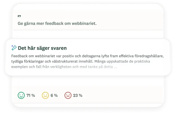 Modal om vad som står i svar, som sammanfattar den tematiska analysen av en enkätfråga