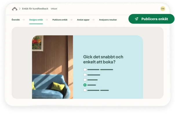 Navigeringsflöde för hur man skapar en enkät