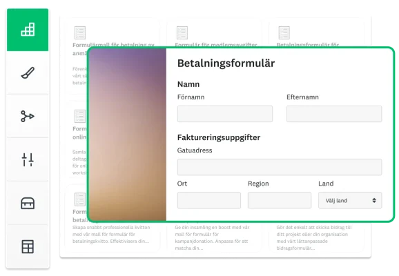 Skärmbild av ett betalningsformulär som skapas i SurveyMonkey