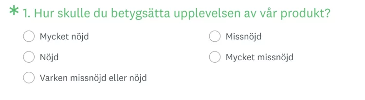 Kundnöjdhetsfrågan i SurveyMonkey-produkten