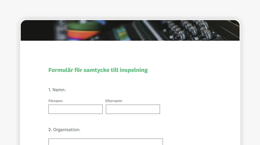 Skärmbild av SurveyMonkeys formulär för samtycke till inspelning