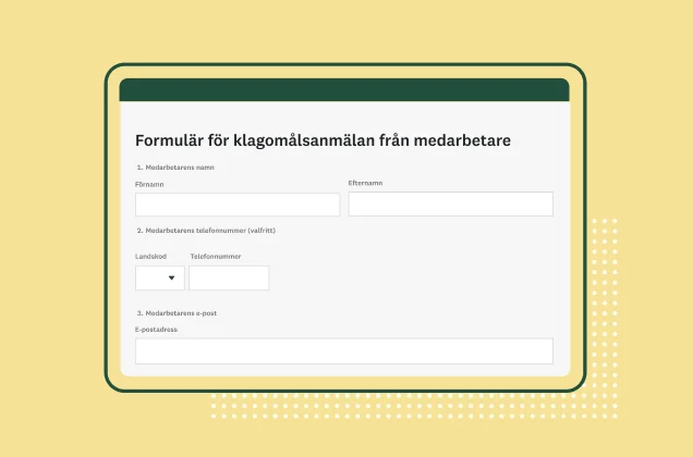 Skärmbild av SurveyMonkeys formulärmall för klagomålsanmälan från medarbetare