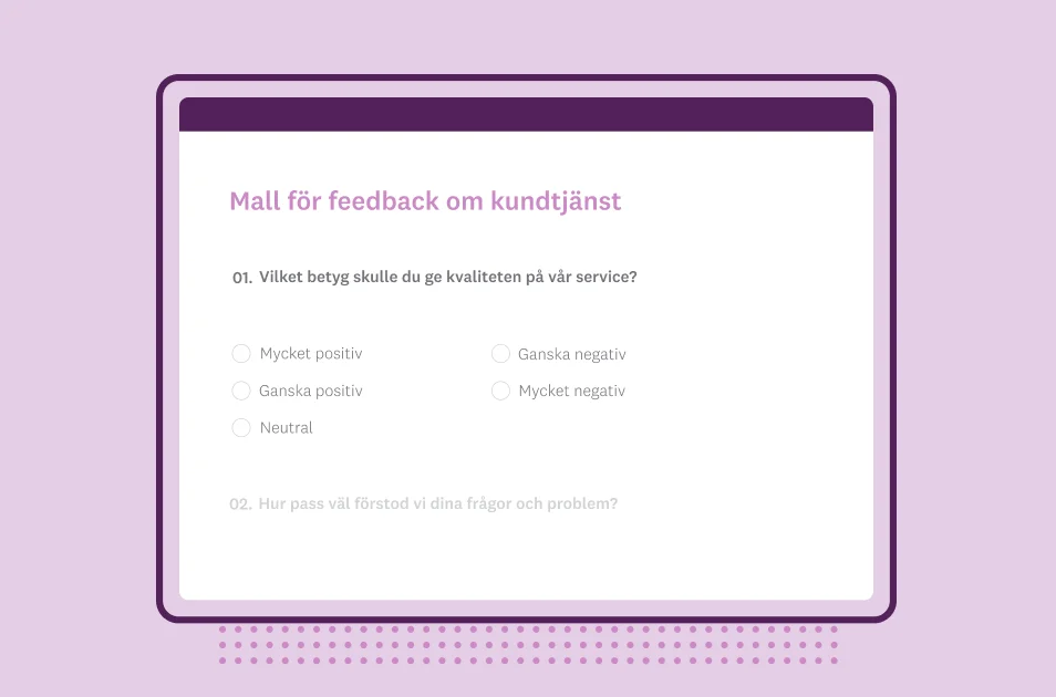 Skärmbild av SurveyMonkeys mall för undersökning av kundservice