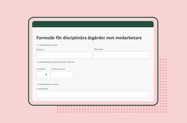 Skärmbild av SurveyMonkeys formulärmall för disciplinåtgärder mot anställda