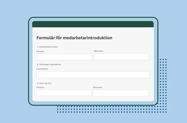 Skärmbild av SurveyMonkeys formulärmall för introduktion av anställda