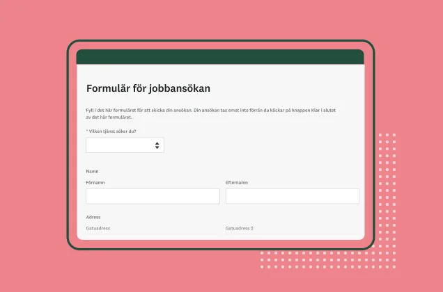 Skärmbild av SurveyMonkeys formulärmall för jobbansökan