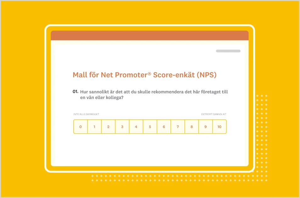 Skärmbild av SurveyMonkeys mall för NPS-enkäter