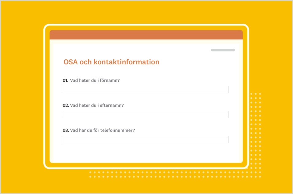 Skärmbild av SurveyMonkeys mall för OSA och kontaktinformation