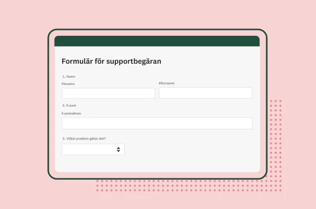 Skärmbild av SurveyMonkeys formulär för supportbegäran
