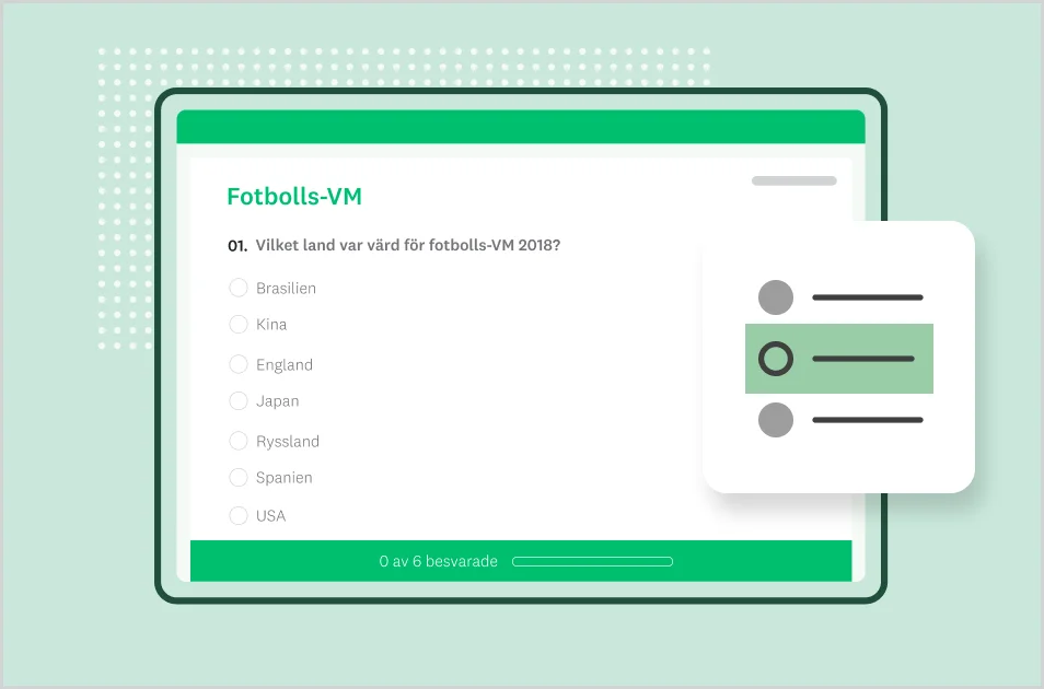Skärmbild av SurveyMonkeys mall för frågetävling om fotbolls-VM
