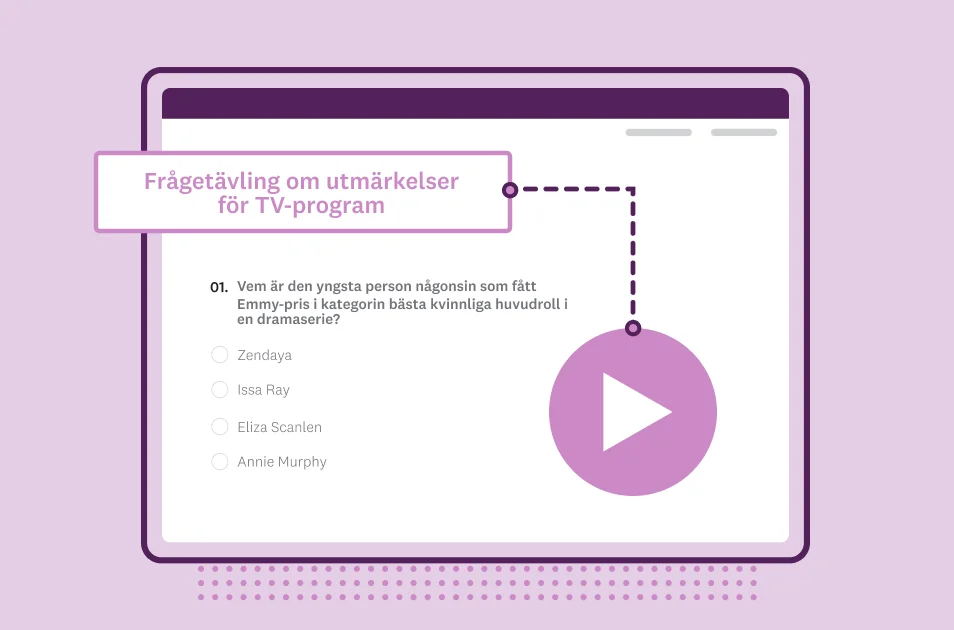 Skärmbild av SurveyMonkeys Mall för frågetävling om utmärkelser för TV-program