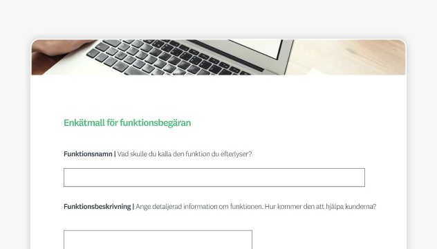 Skärmbild av SurveyMonkeys formulärmall för förfrågningar