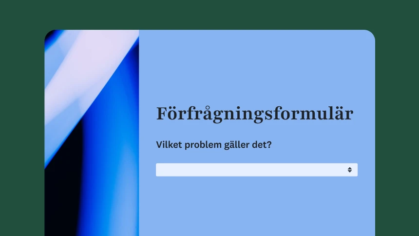 Skärmbild av mall för förfrågningsformulär