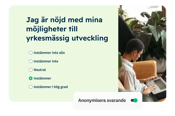 Enkätfråga om huruvida du är nöjd med dina möjligheter till yrkesmässig utveckling
