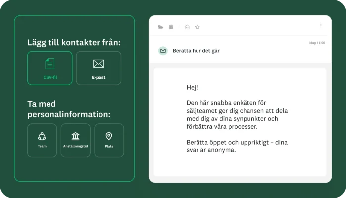 bild som visar ett användargränssnitt för att skapa en enkät åt ett säljteam