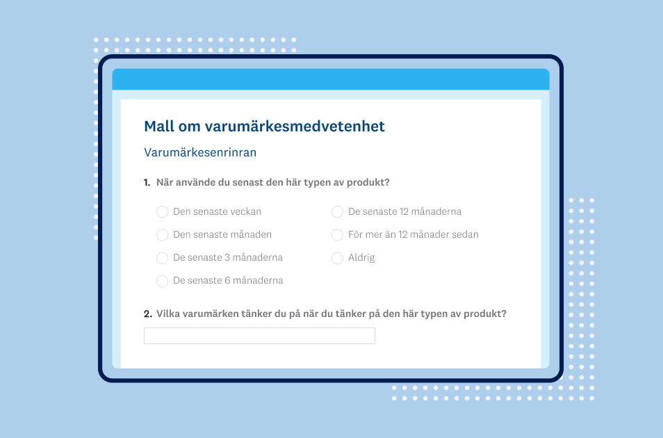 Skärmbild av SurveyMonkeys mall för enkät om varumärkesmedvetenhet