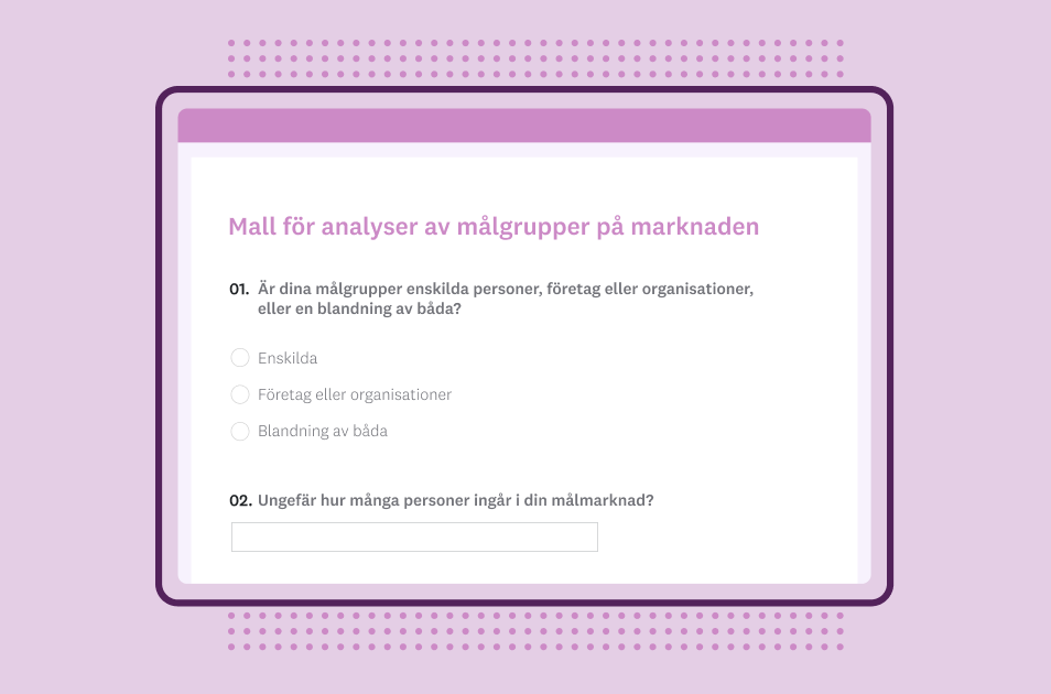 Skärmbild av SurveyMonkeys mall för enkäter om målmarknad