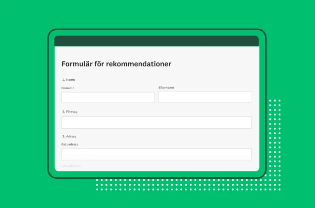 Skärmbild av SurveyMonkeys formulärmall för rekommendationer