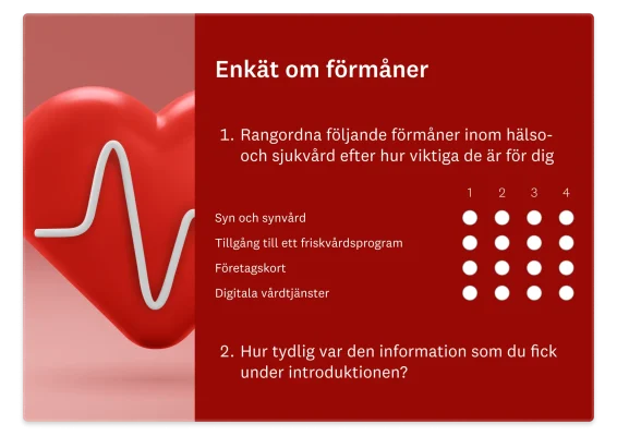 Produktskärmbild av en enkät om personalförmåner